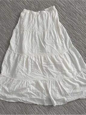 Brandy Melville White Tiered Maxi Skirt